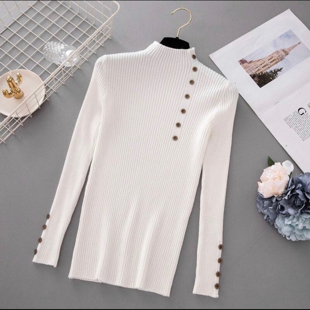 Solid Knit Pull-Over Turtleneck Jumper Sweater.